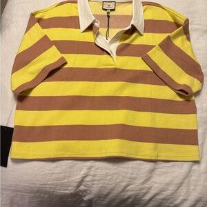 Tuckernuck Yellow and Brown Striped Polo